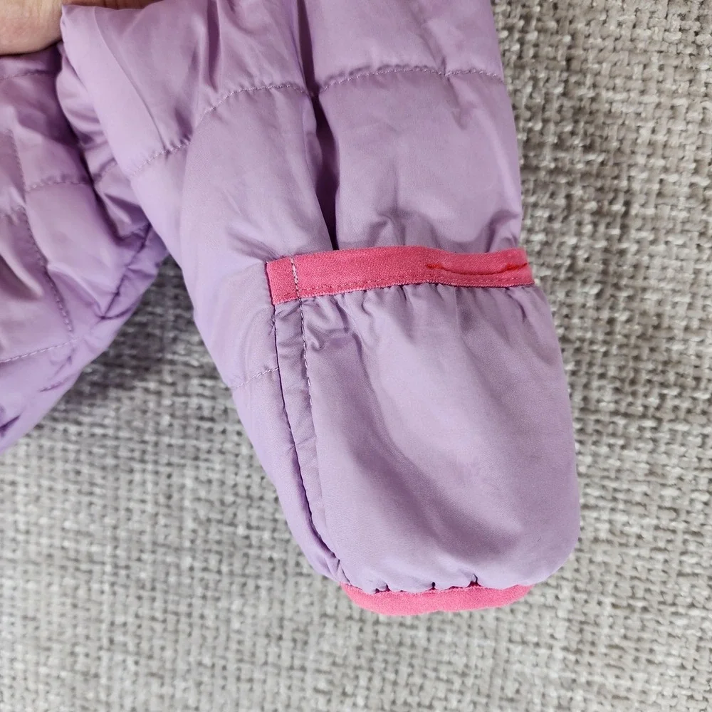 The North Face Reversible Hooded Puffer Jacket Infant 3-6mo Purple Zig-Zag Bears